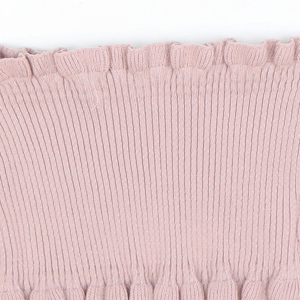 PRETTYLITTLETHING Womens Pink Polyester Basic Tank Size 10 Off the Shoulder