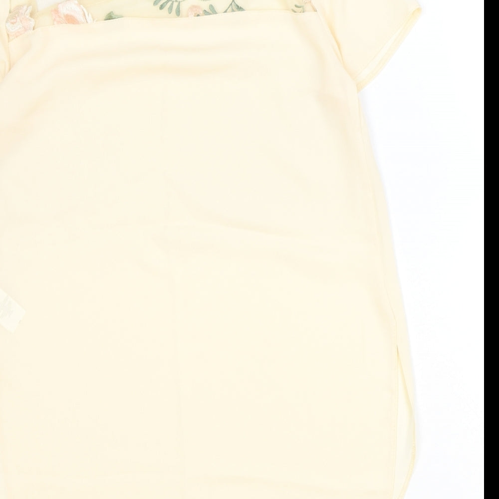 Atmosphere Womens Beige Polyester Basic Blouse Size 8 Round Neck