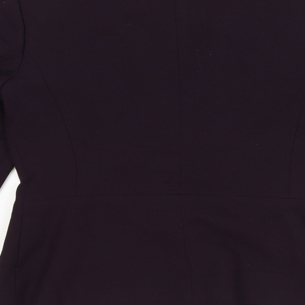 Preworn Womens Purple Polyester Jacket Blazer Size 10
