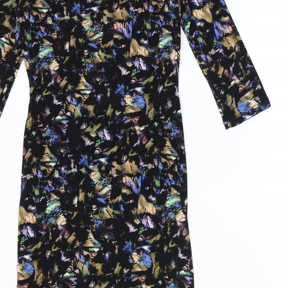 Monsoon Womens Multicoloured Geometric Polyester A-Line Size 8 V-Neck Pullover