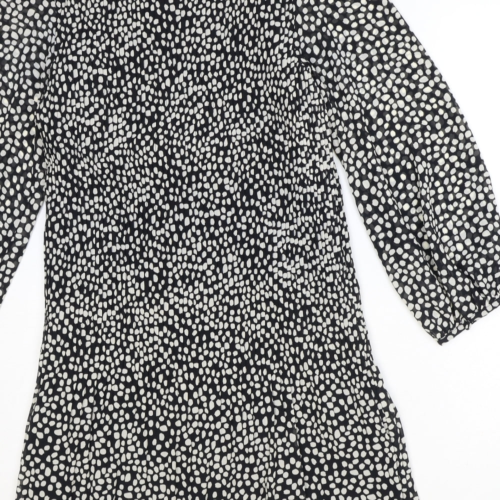 Principles Womens Black Geometric Polyester Trapeze & Swing Size 12 Round Neck Button