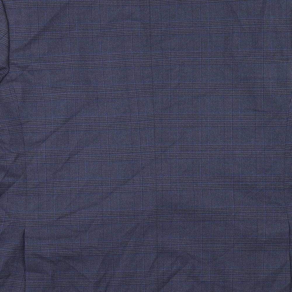 Marks & Spencer Mens Blue Plaid Polyacrylate Fibre Jacket Suit Jacket Size 46 Regular