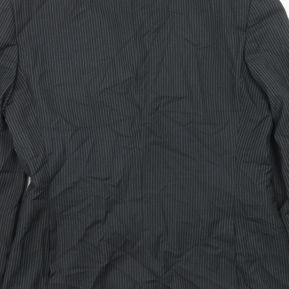 Burton Mens Grey Striped Polyester Jacket Suit Jacket Size 38 Regular