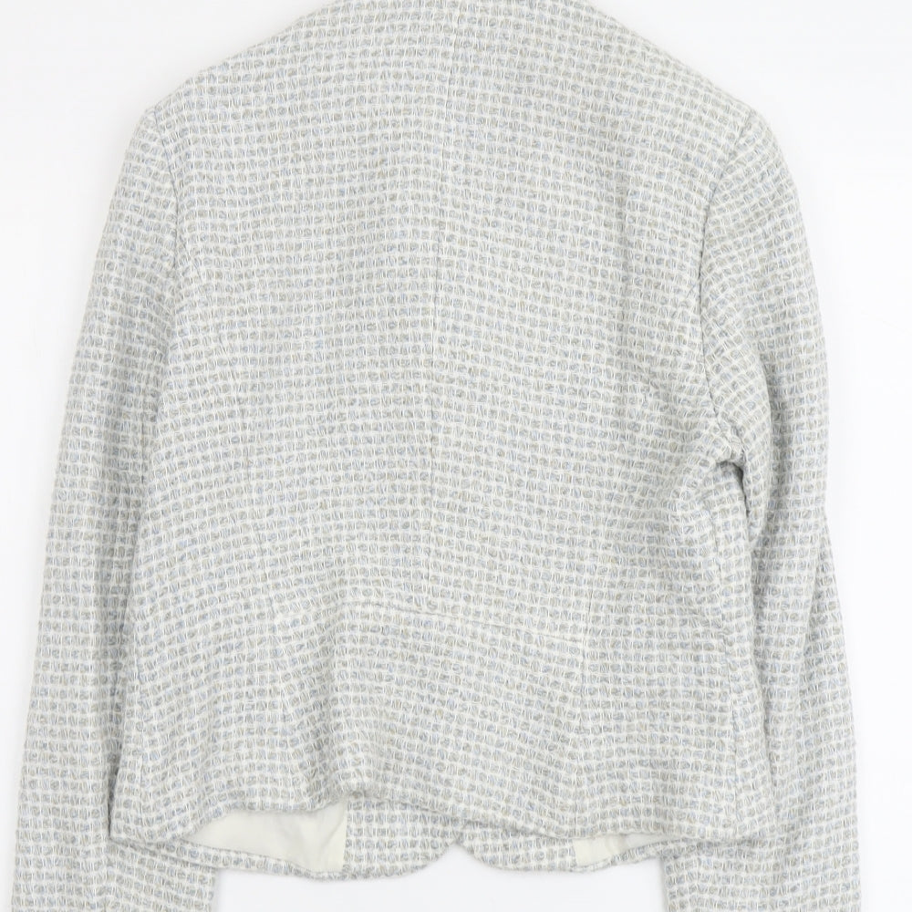 Platinium Womens Grey Geometric Jacket Blazer Size 14 Button