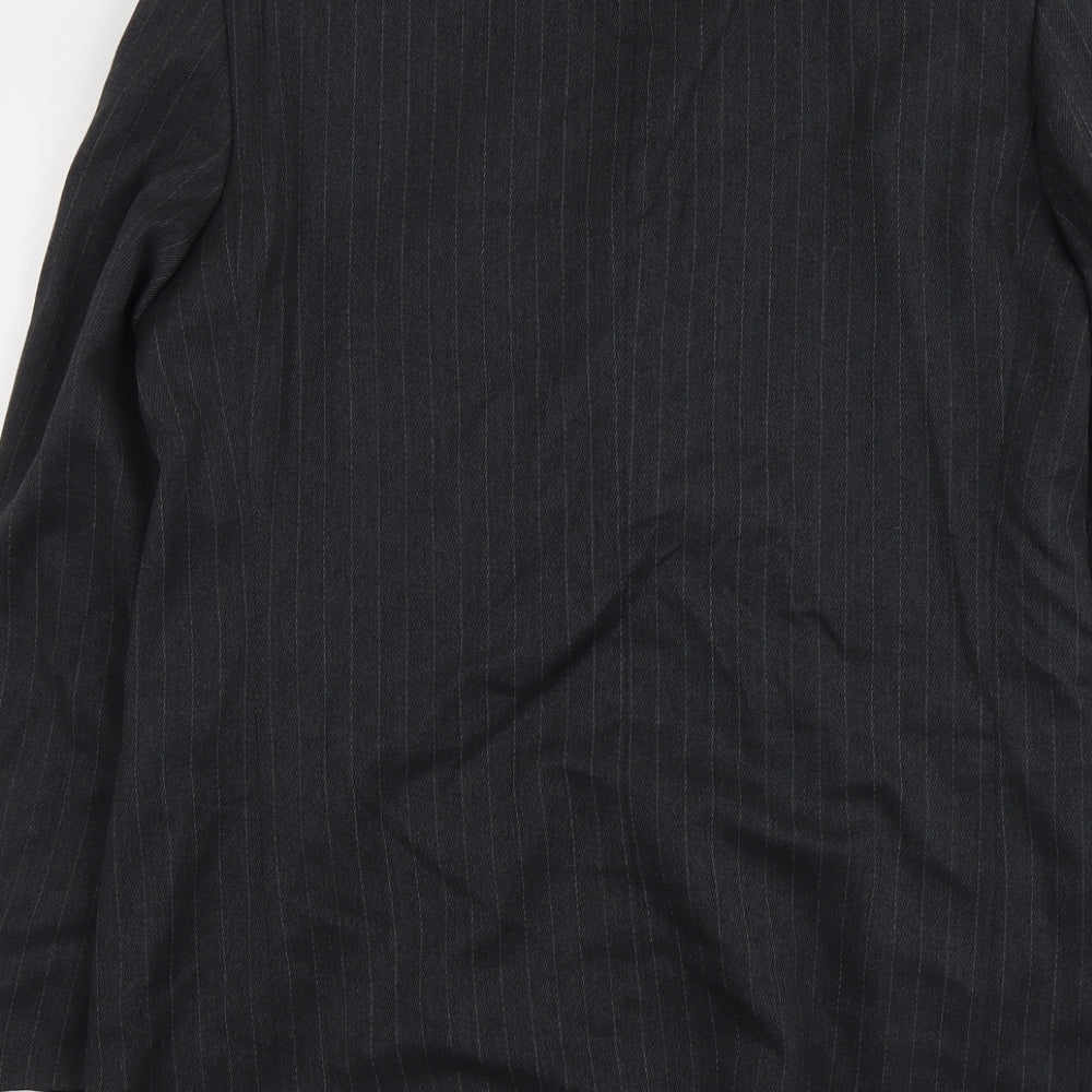 THE LABEL Mens Grey Striped Wool Jacket Blazer Size M Regular