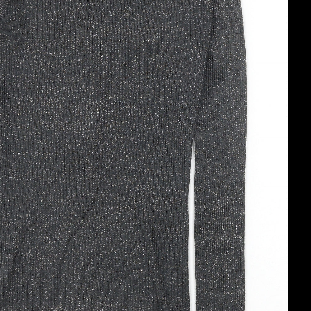 Zara Womens Grey V-Neck Polyester Cardigan Jumper Size S
