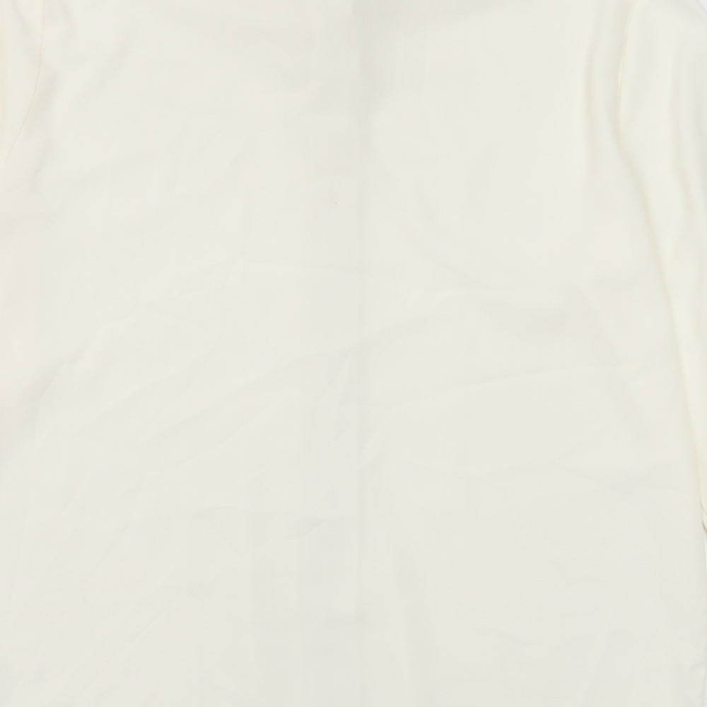 Richards Womens White Polyester Basic Button-Up Size 14 Collared