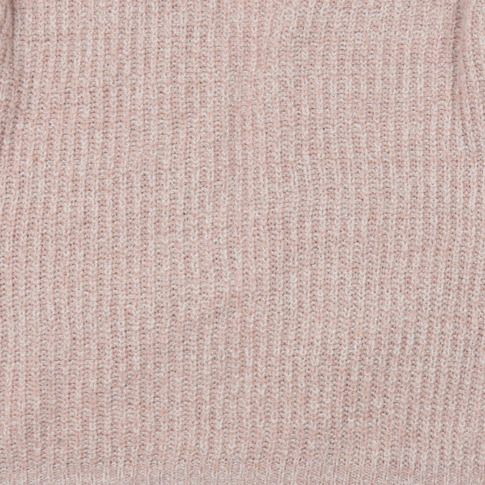 Misspap Womens Pink V-Neck Nylon Cardigan Jumper Size 10