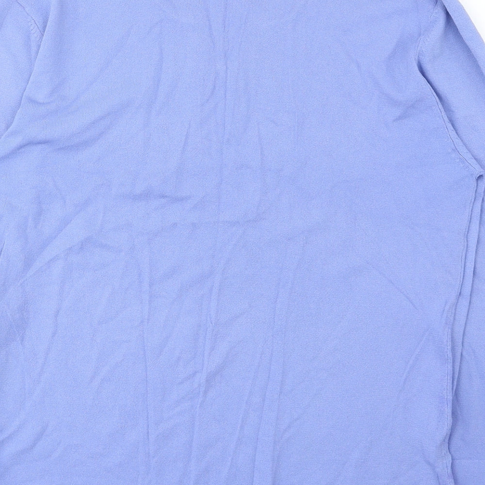 Claire Ashton Womens Blue Viscose Basic Blouse Size 14 V-Neck