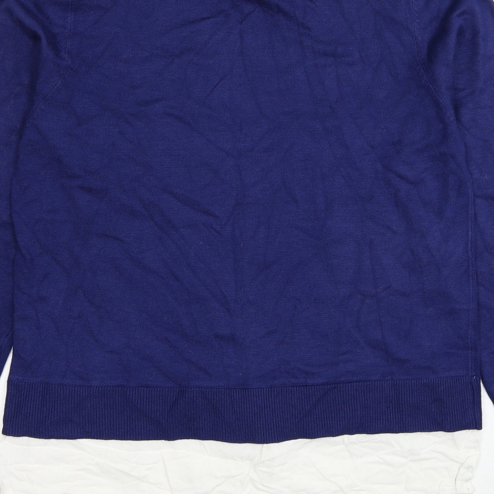 QED London Womens Blue Collared Viscose Pullover Jumper Size L - 2 Piece