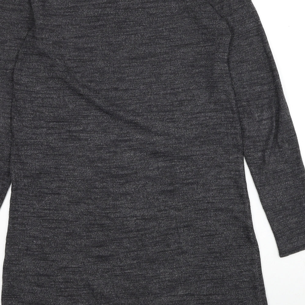 H&M Womens Grey Polyester Jumper Dress Size XS Mock Neck Pullover