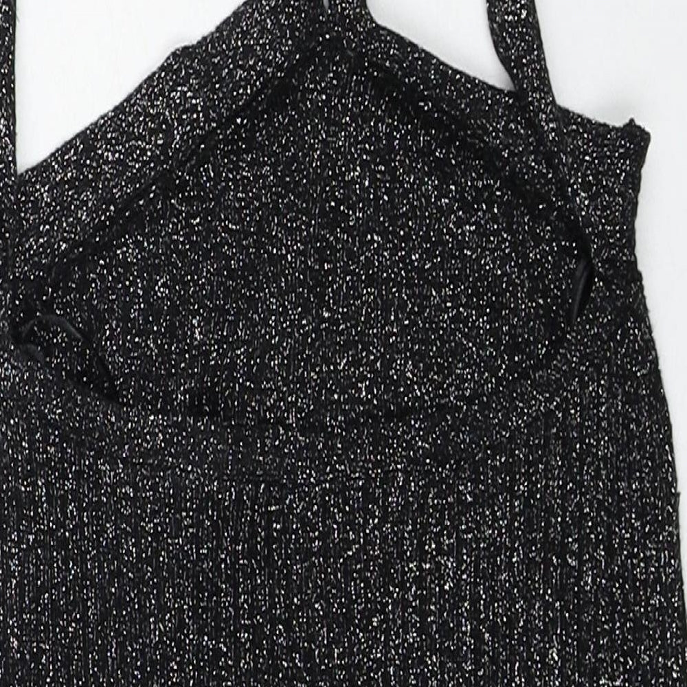 Topshop Womens Black Viscose Basic Tank Size 8 V-Neck