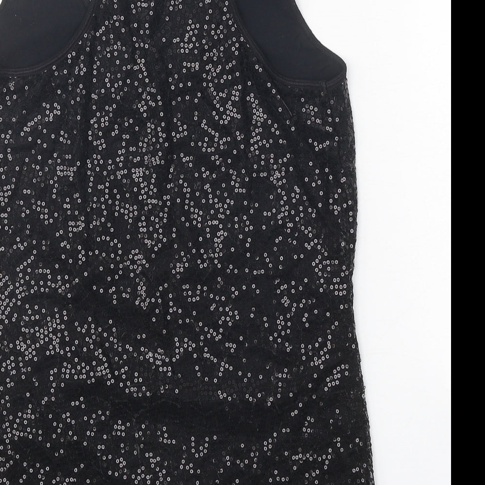 Romeo & Juliet Couture Womens Black Polyester Basic Tank Size S Scoop Neck