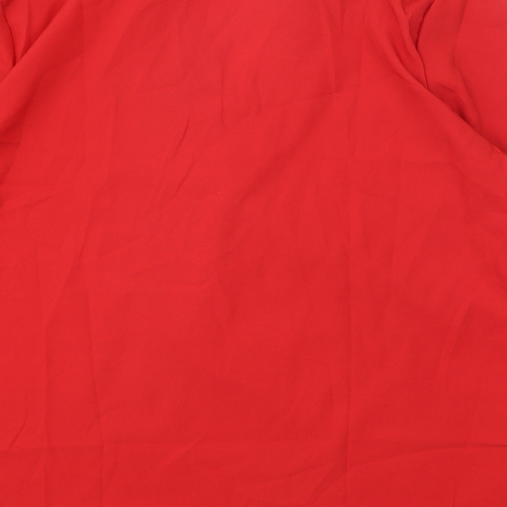 Preworn Womens Red Polyester Basic Blouse Size XL V-Neck