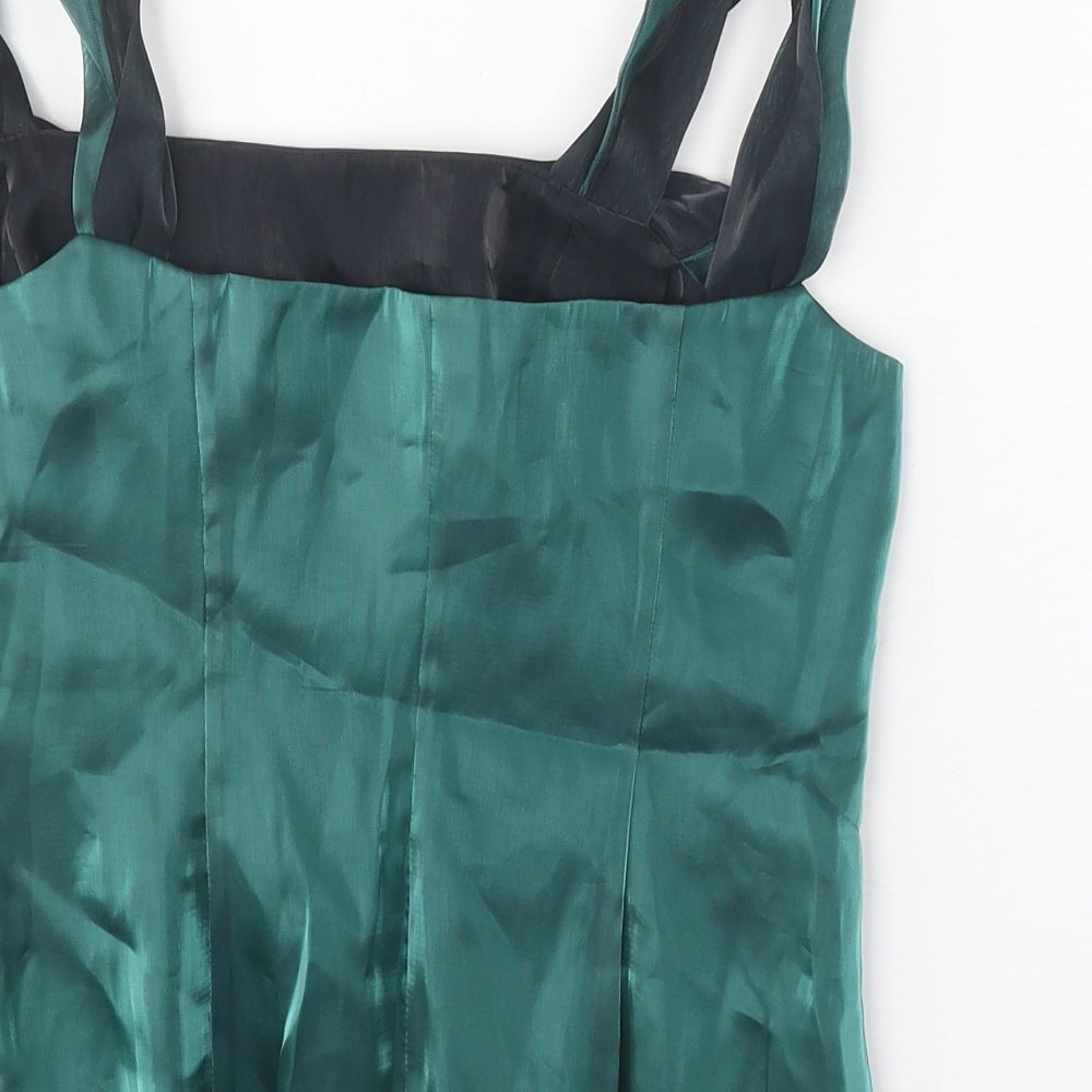 ALEX&CO Womens Green Polyester Basic Tank Size 10 Square Neck
