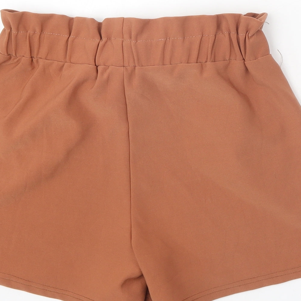 Preworn Womens Brown Polyamide Mom Shorts Size L Regular Tie
