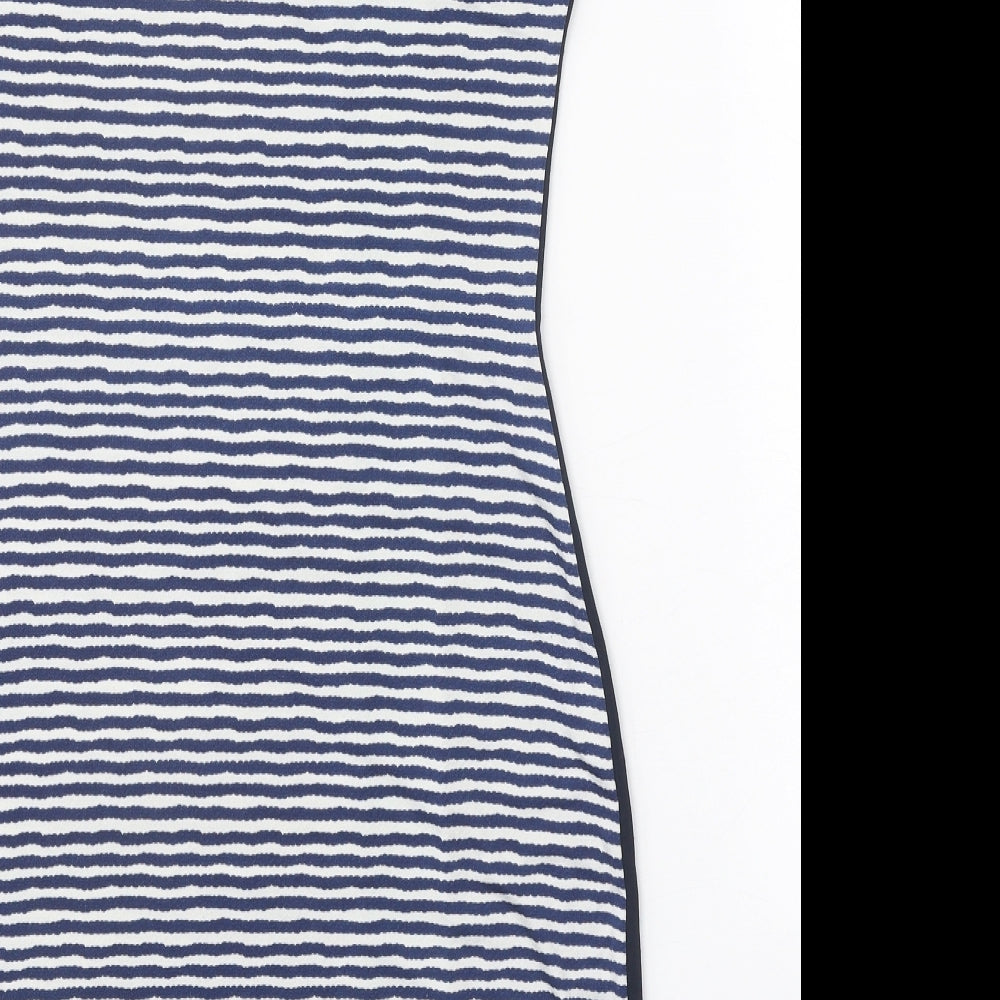 Preworn Womens Blue Striped Polyester A-Line One Size Round Neck Pullover