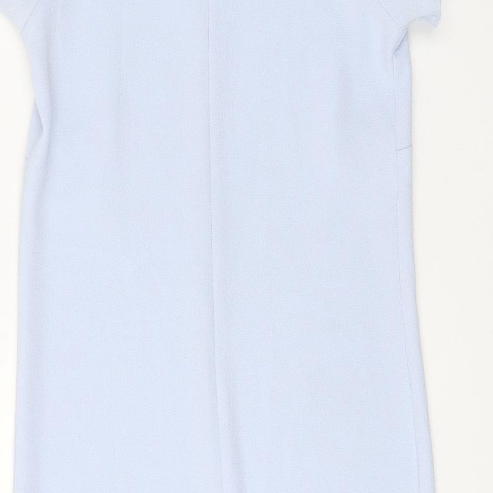 Atmosphere Womens Blue Polyester Shift Size 6 Boat Neck Zip