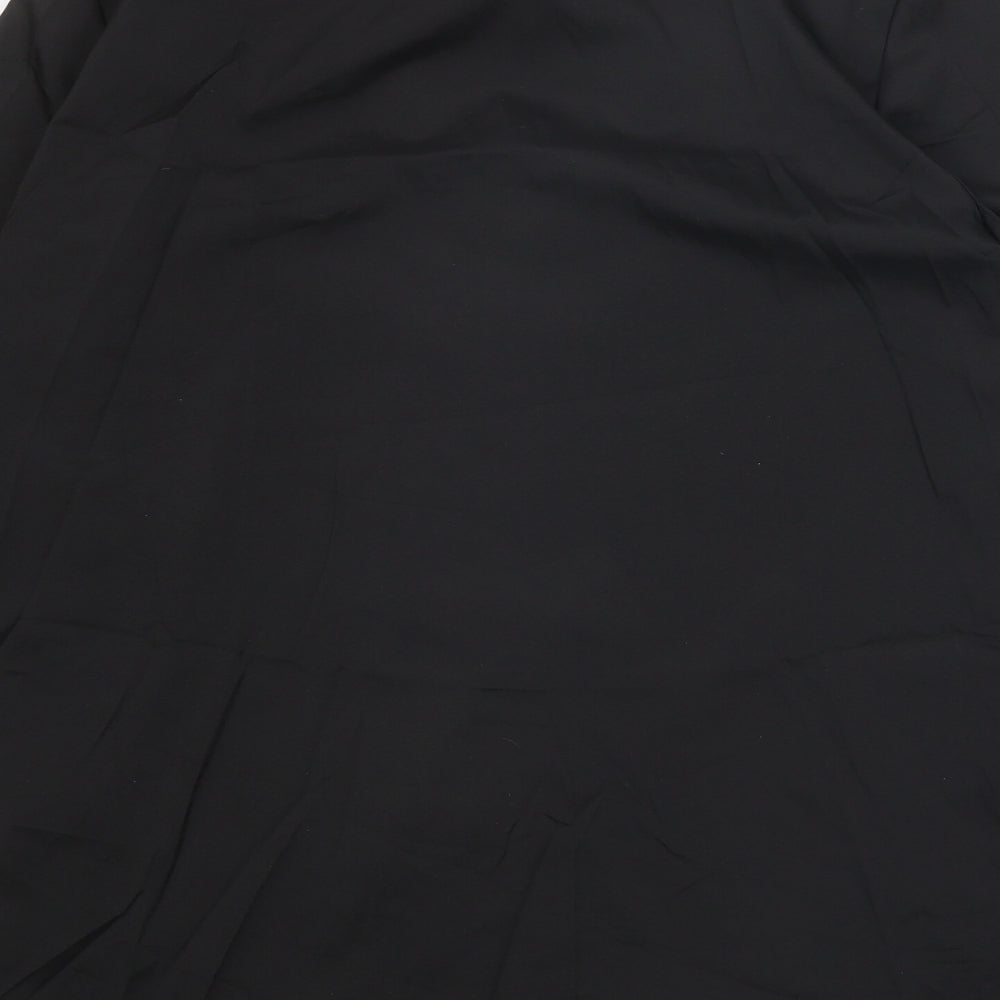 Preworn Womens Black Polyester Basic Button-Up Size XL Collared