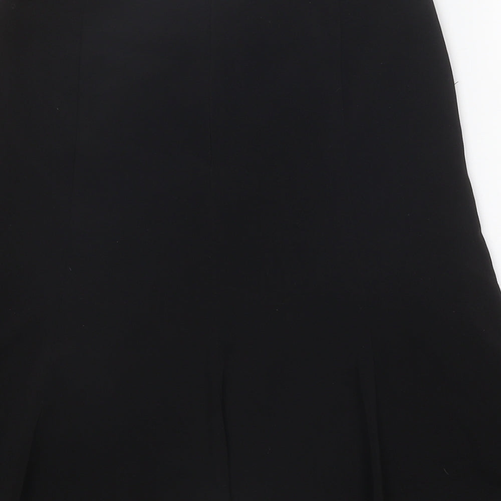 Marks & Spencer Womens Black Polyester Flare Skirt Size 8 Zip
