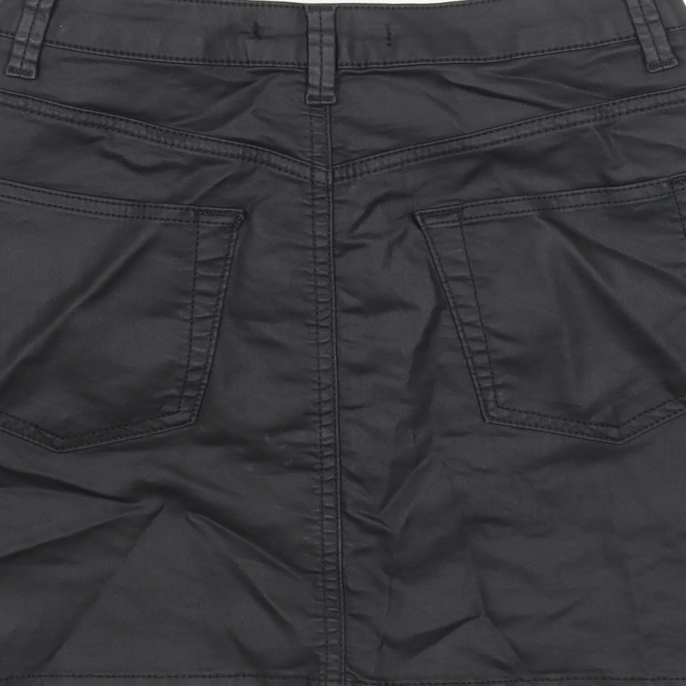 Very Womens Black Cotton Mini Skirt Size 8 Zip