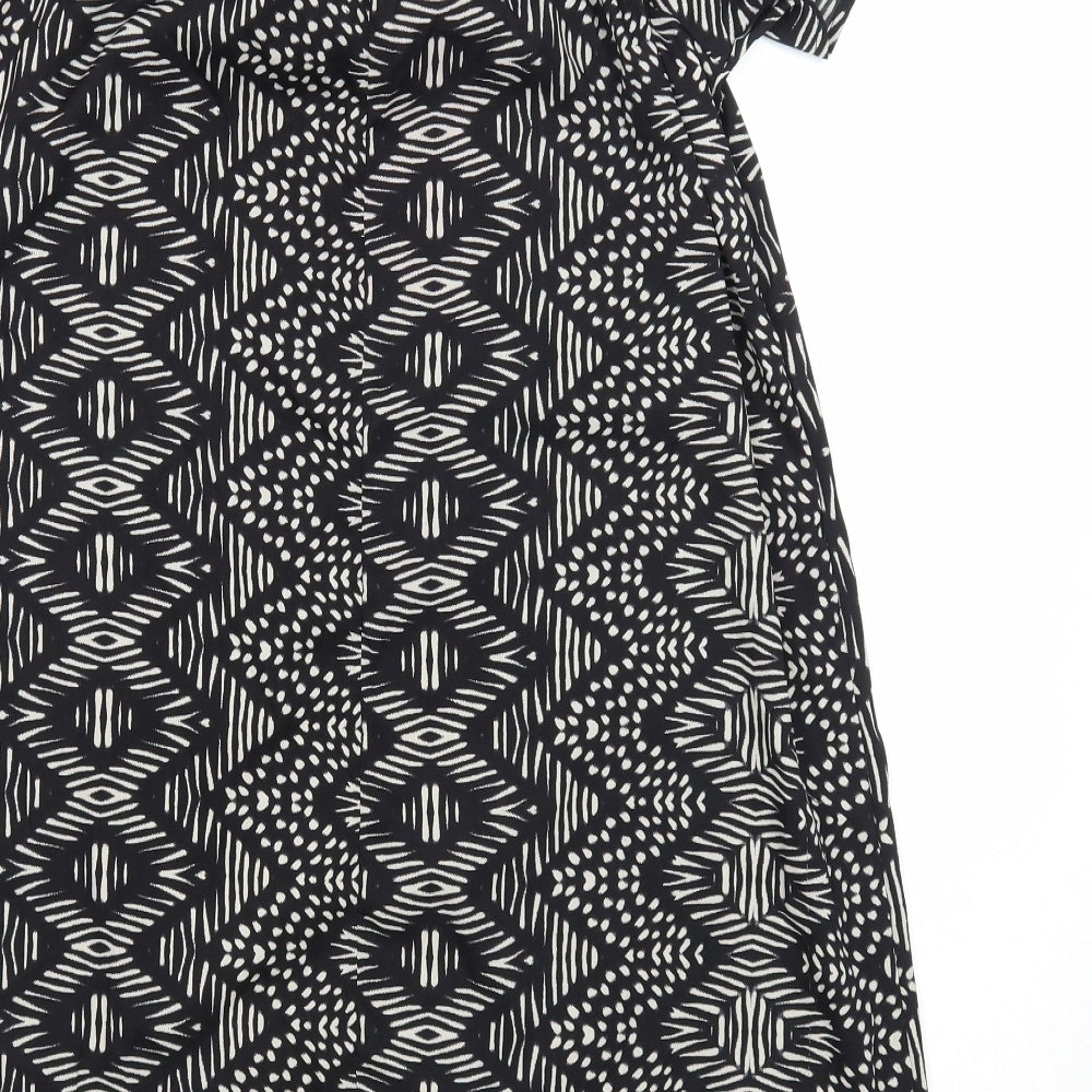 Atmosphere Womens Black Geometric Polyester Shift Size 14 Off the Shoulder Pullover