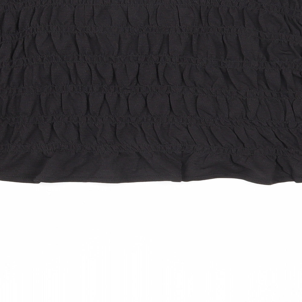 Divided Womens Black Polyester Cropped T-Shirt Size M Round Neck