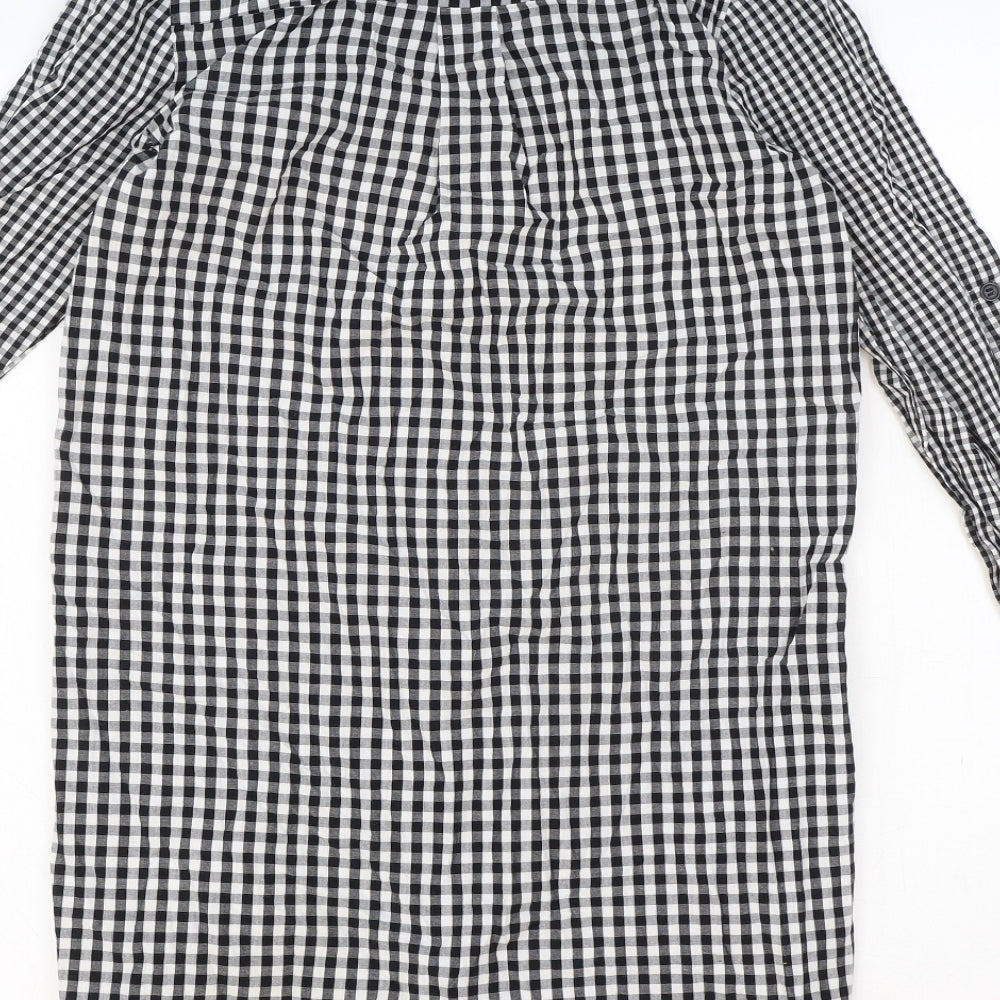Cameo Rose Womens Black Geometric Cotton Basic Button-Up Size 10 Collared