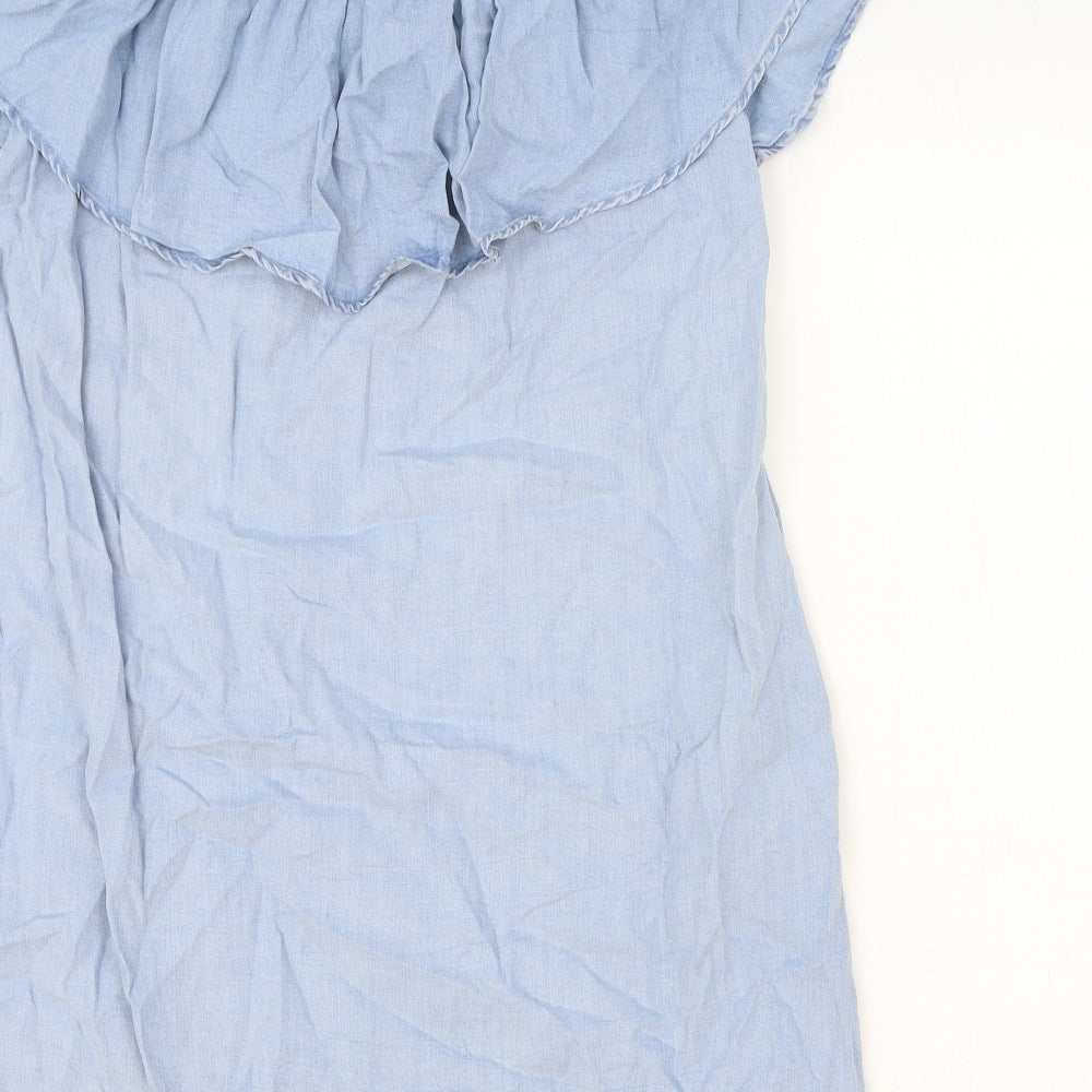 Zara Womens Blue Lyocell Mini Size XS Round Neck Pullover