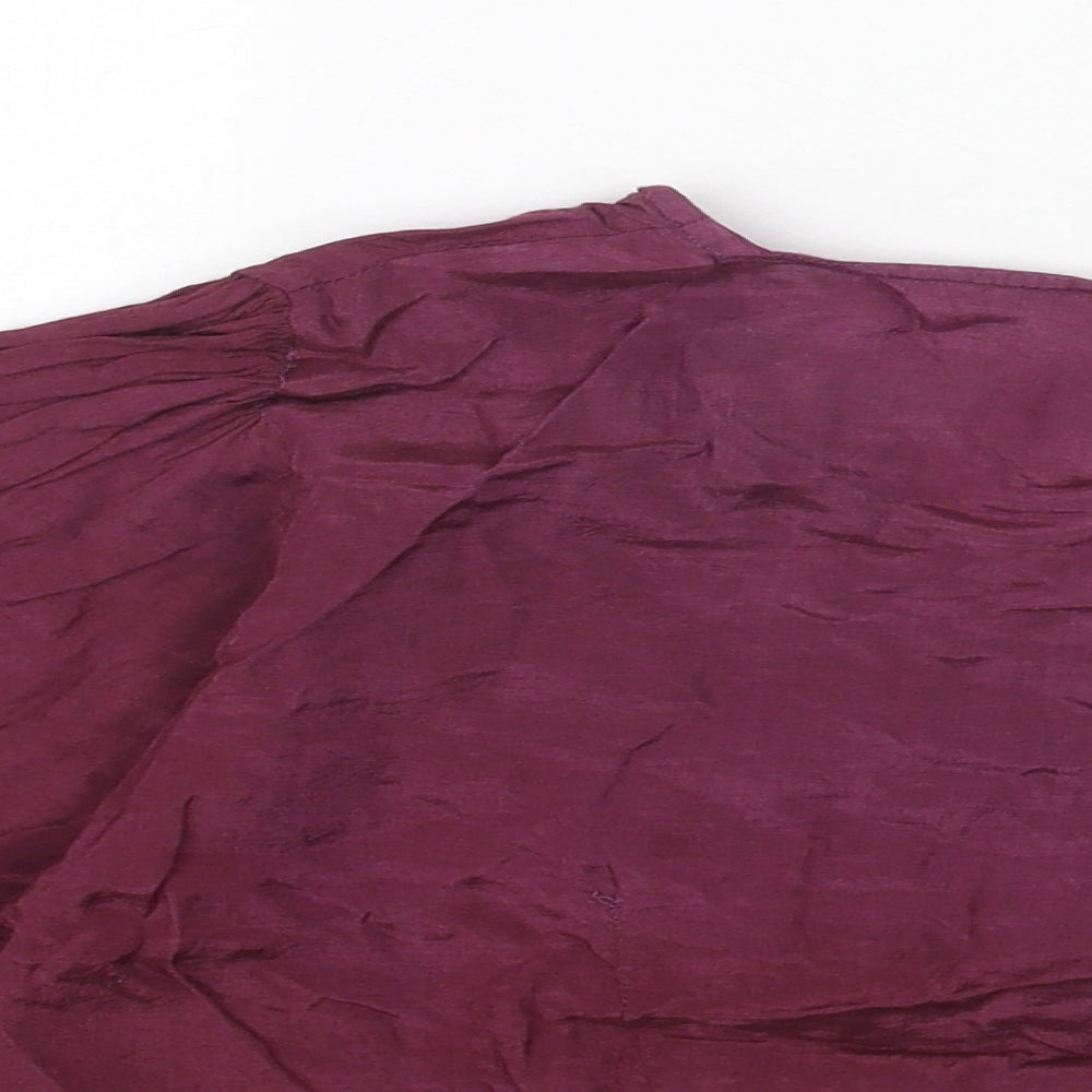 Preworn Womens Purple Viscose Cropped Button-Up One Size V-Neck