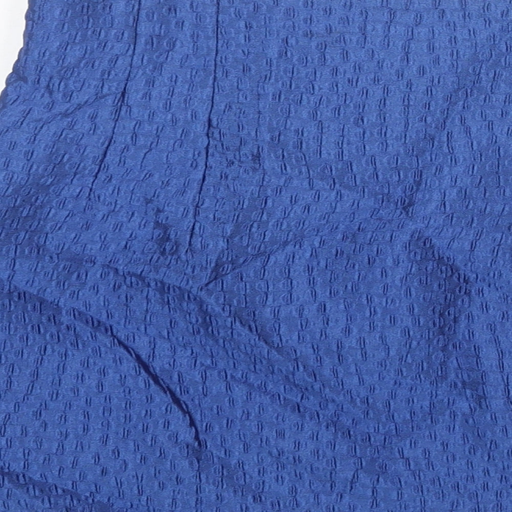 Zara Womens Blue Geometric Polyester Mini Skirt Size XS Zip