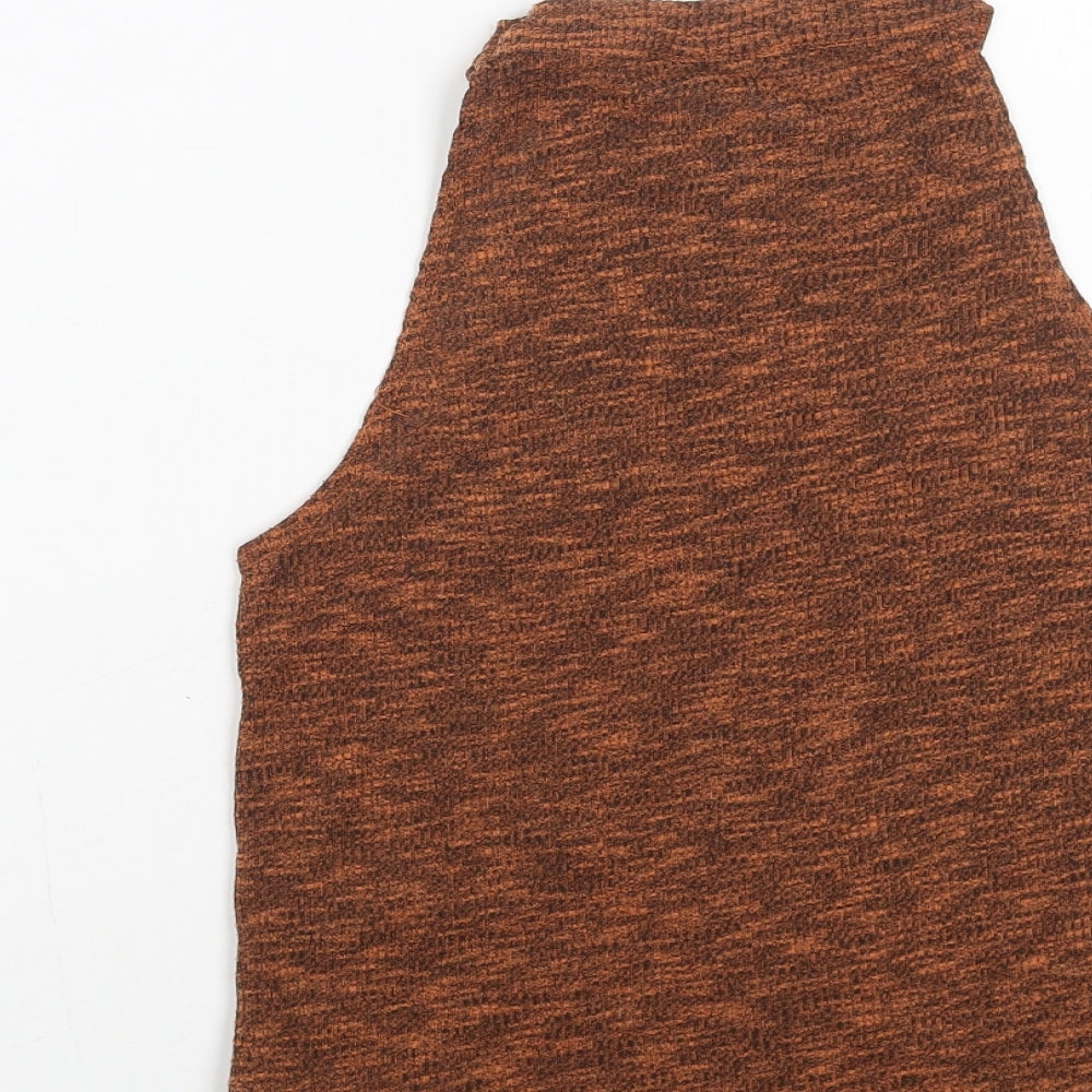 Topshop Womens Orange Polyester Basic Tank Size 10 Round Neck