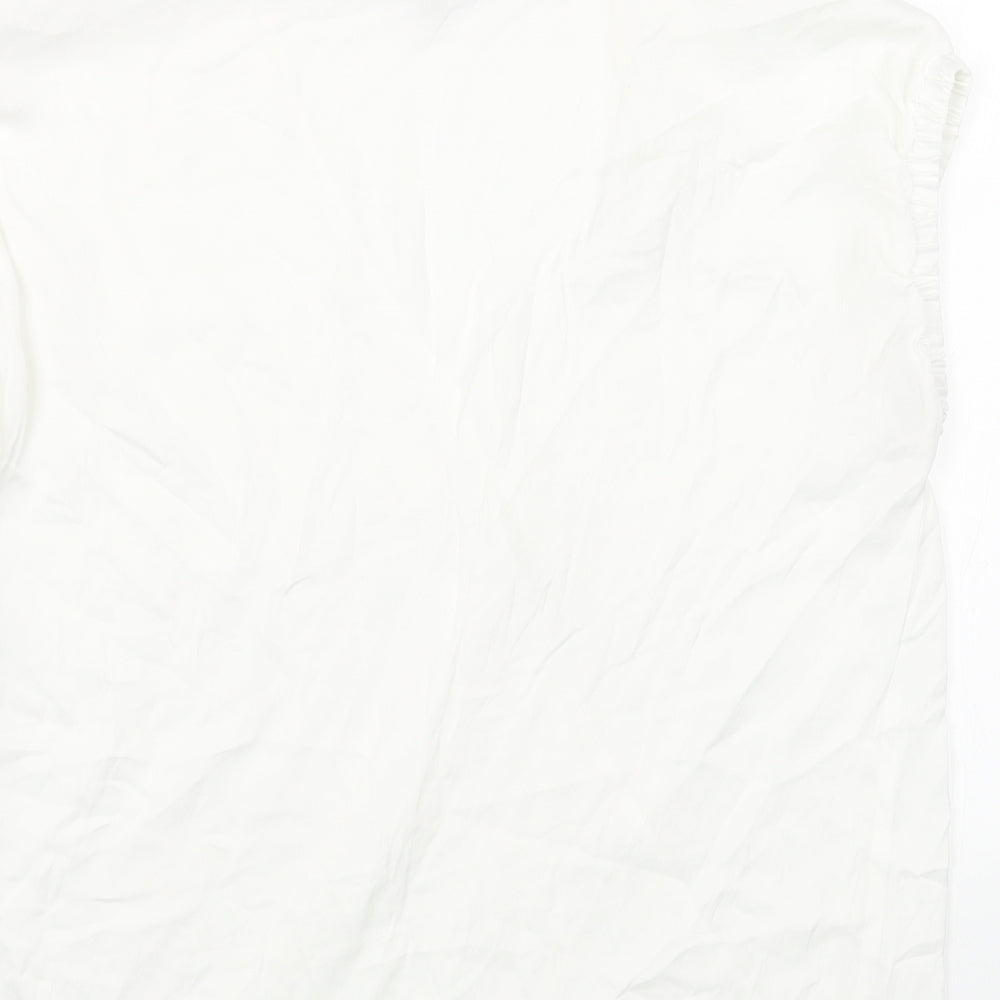 NEXT Womens White Polyester Basic Blouse Size 10 V-Neck