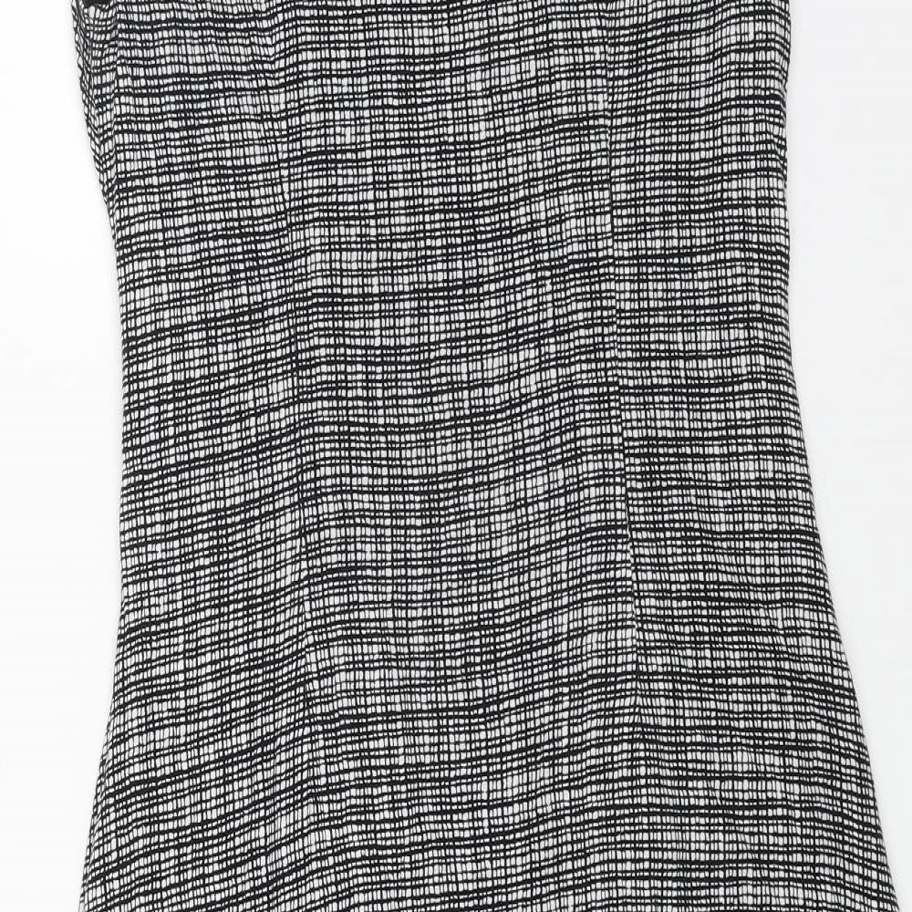 LOFT Womens Black Geometric Viscose A-Line Size S Boat Neck Pullover