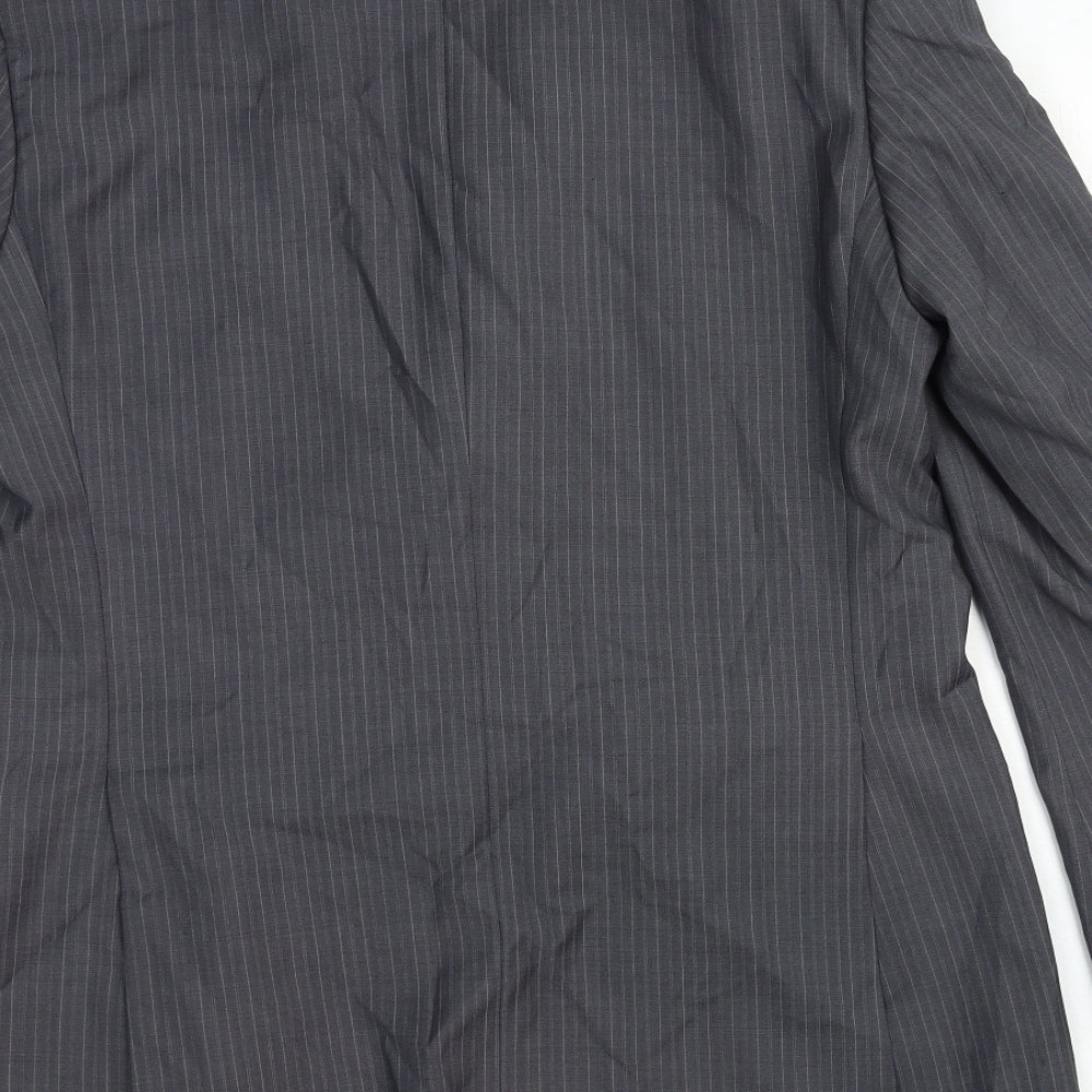 Marks & Spencer Mens Grey Striped Wool Jacket Suit Jacket Size 40 Regular
