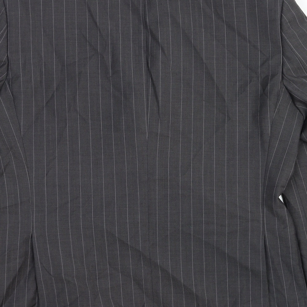 Marks & Spencer Mens Grey Striped Wool Jacket Suit Jacket Size 40 Regular