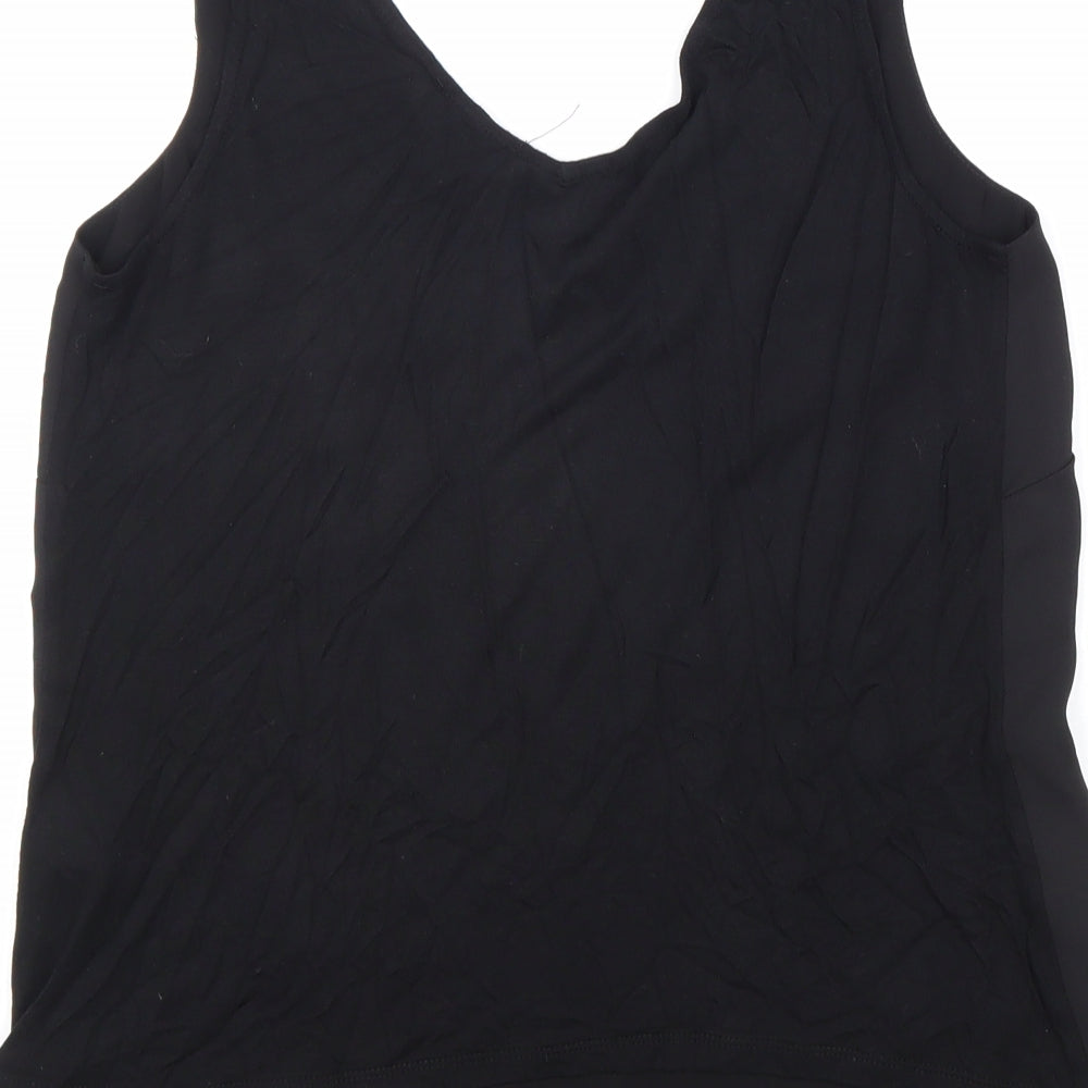 Warehouse Womens Black Polyester Basic Tank Size 6 V-Neck