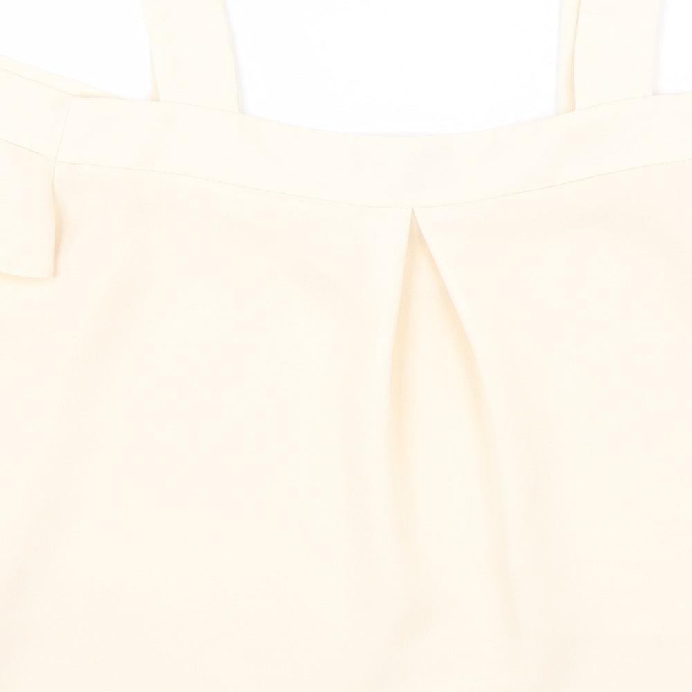 Topshop Womens Beige Polyester Basic Blouse Size 8 V-Neck