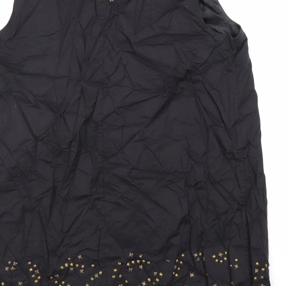 PLANET Womens Black Polyester Basic Tank Size 10 Square Neck