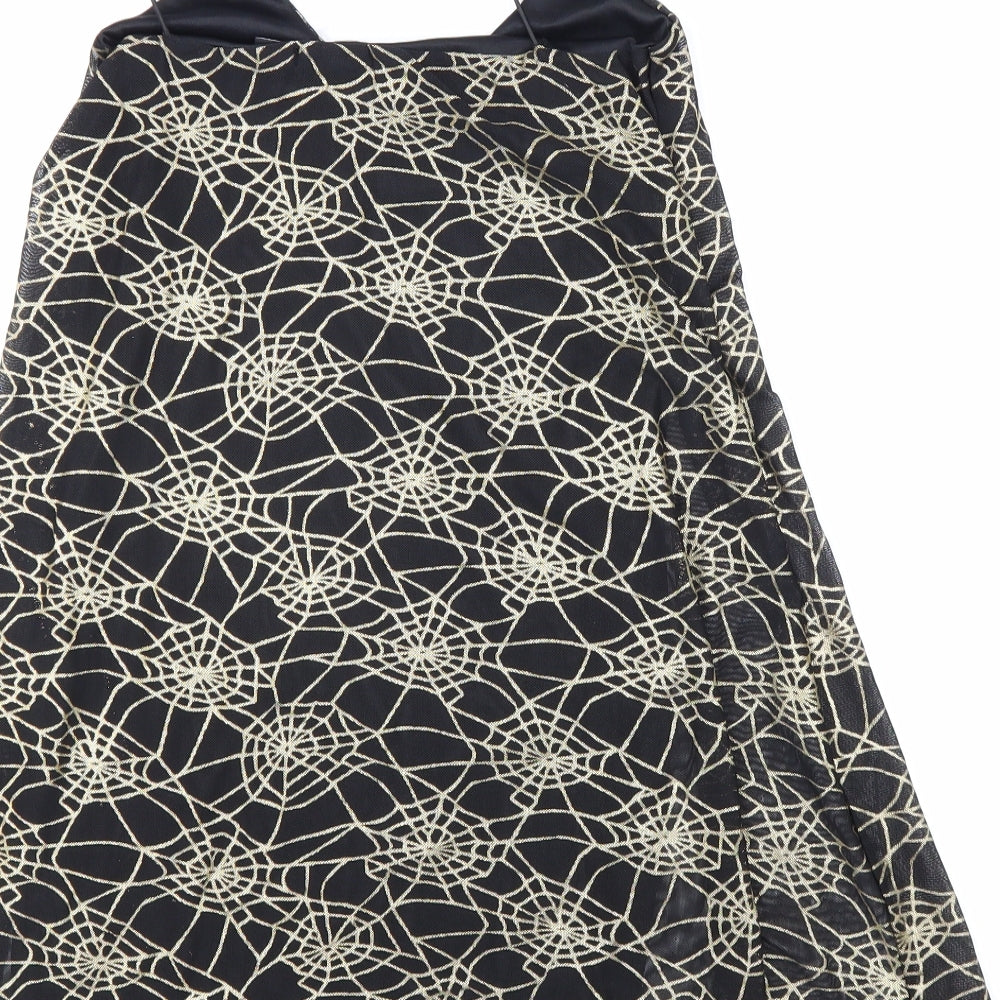 Nasty Gal Womens Black Geometric Polyester Slip Dress Size 8 V-Neck Pullover