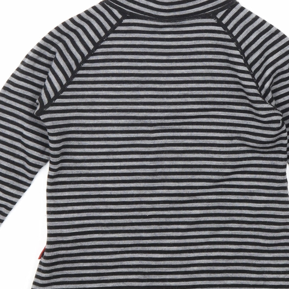 Rema Womens Black Striped Wool Pullover Sweatshirt Size XS Zip
