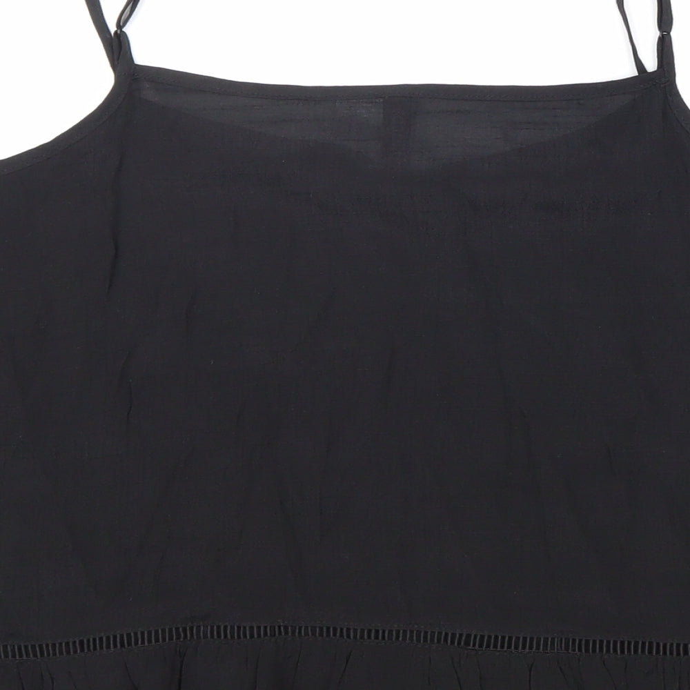 Divided Womens Black Polyester Camisole Tank Size 14 Square Neck