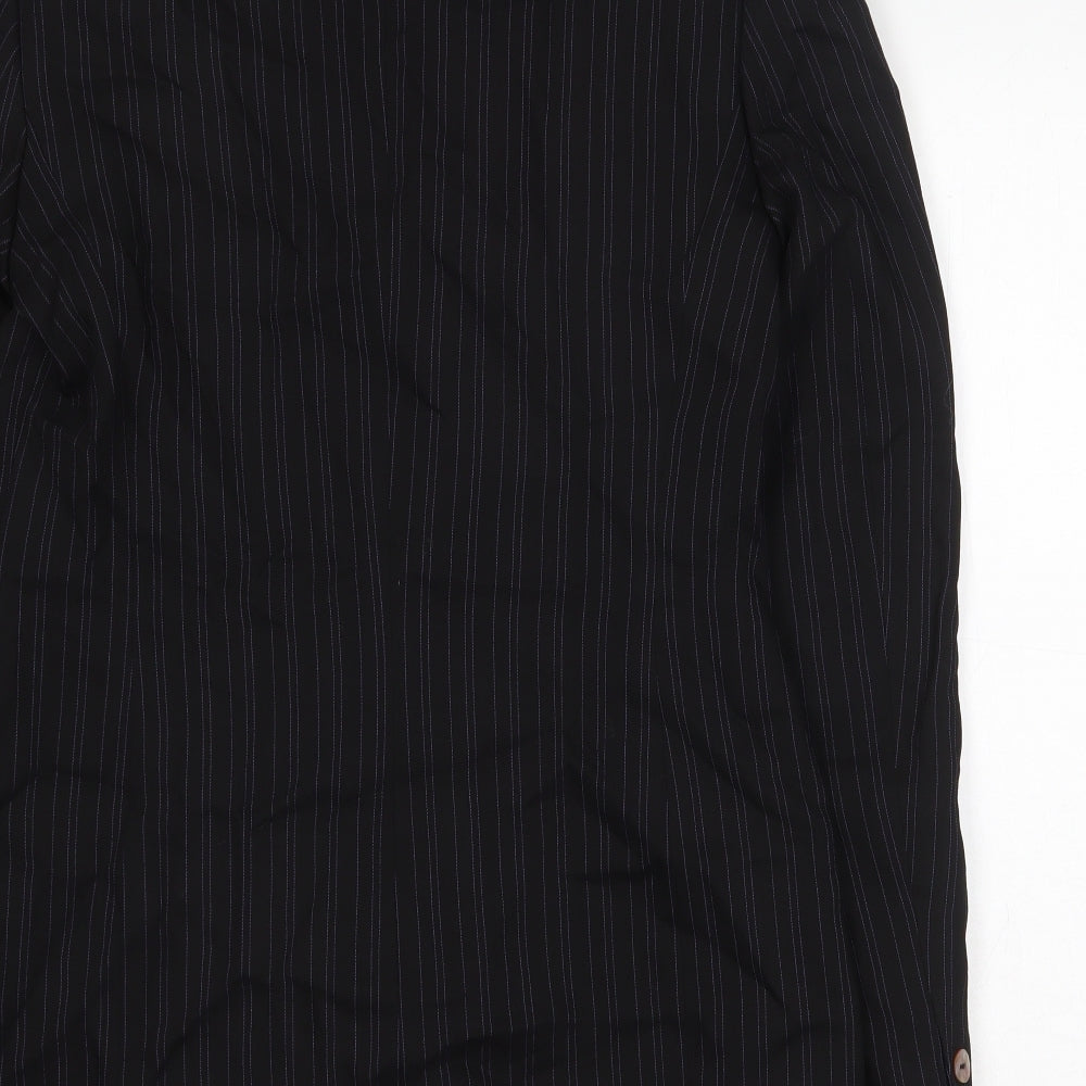 Kaliko Womens Black Striped Jacket Blazer Size 12 Button