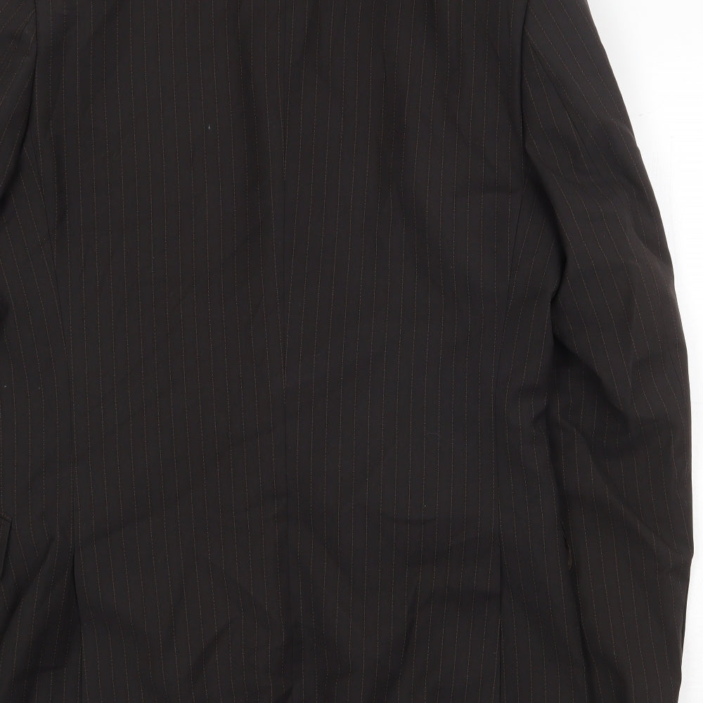 Burton Mens Brown Striped Polyester Jacket Suit Jacket Size 38 Regular