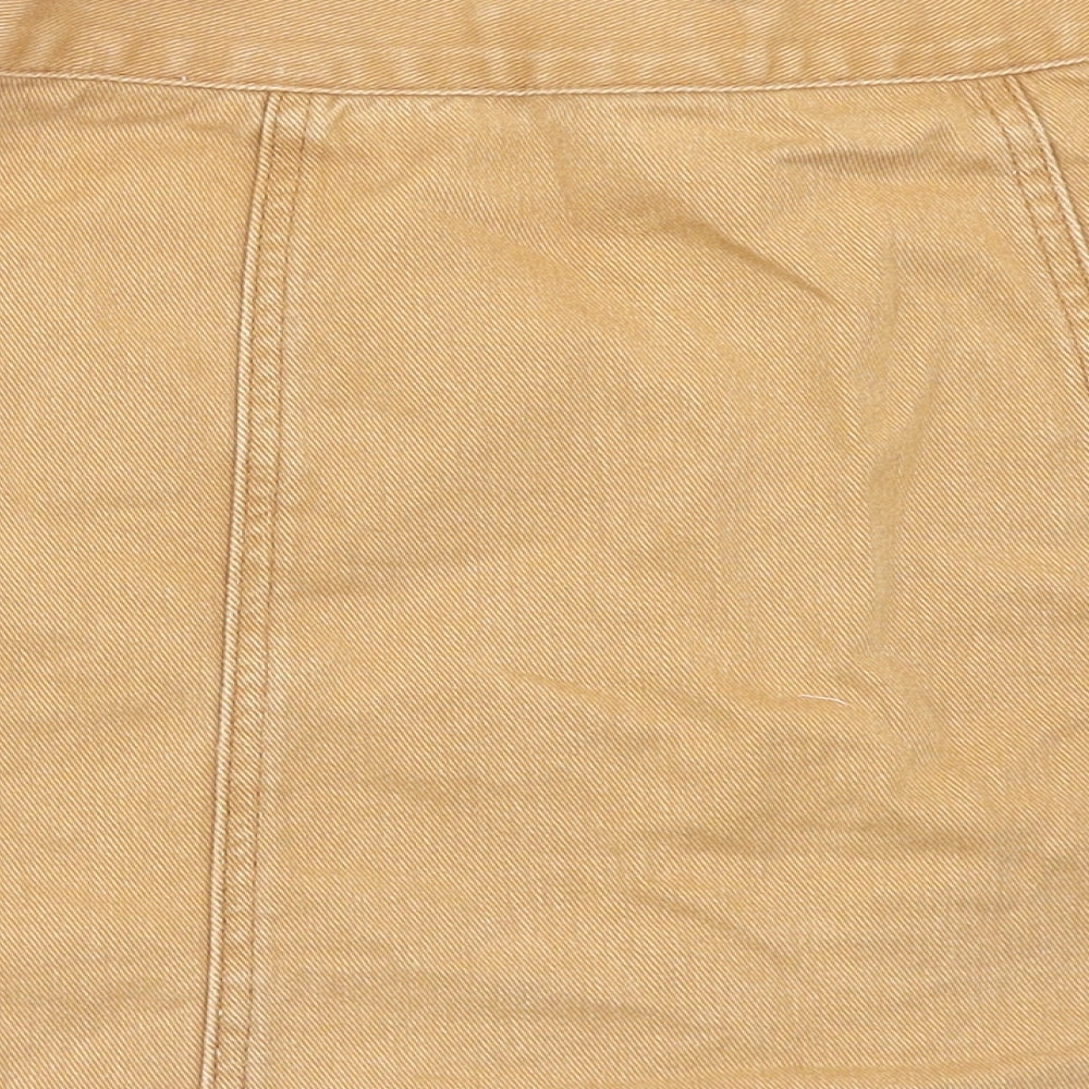 Cooperative Womens Beige Cotton Mini Skirt Size XS Button