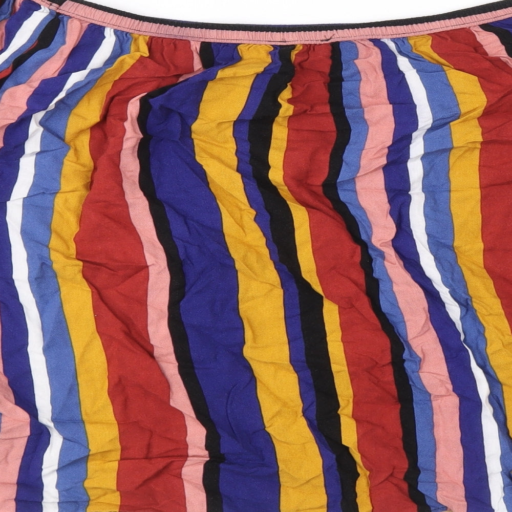 Papaya Womens Multicoloured Striped Viscose Basic Blouse Size 16 Off the Shoulder