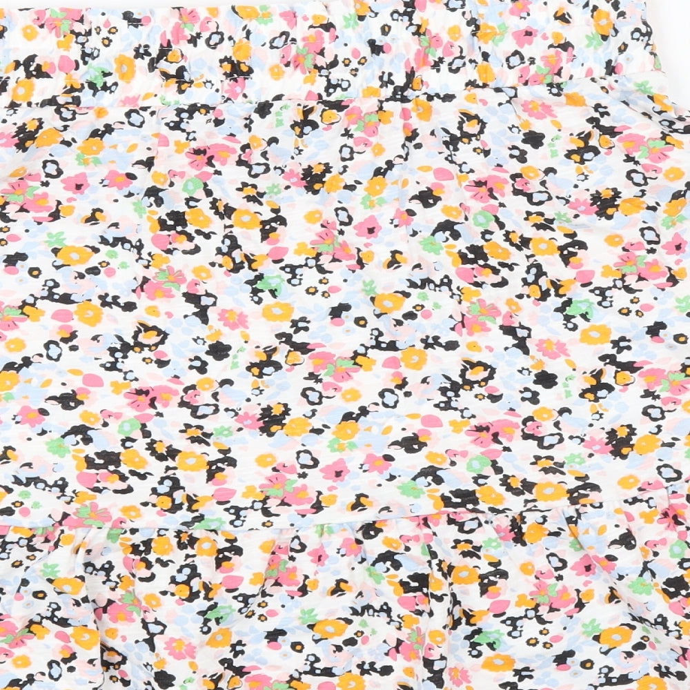 Marks & Spencer Womens Multicoloured Geometric Cotton Flare Skirt Size 8 Drawstring
