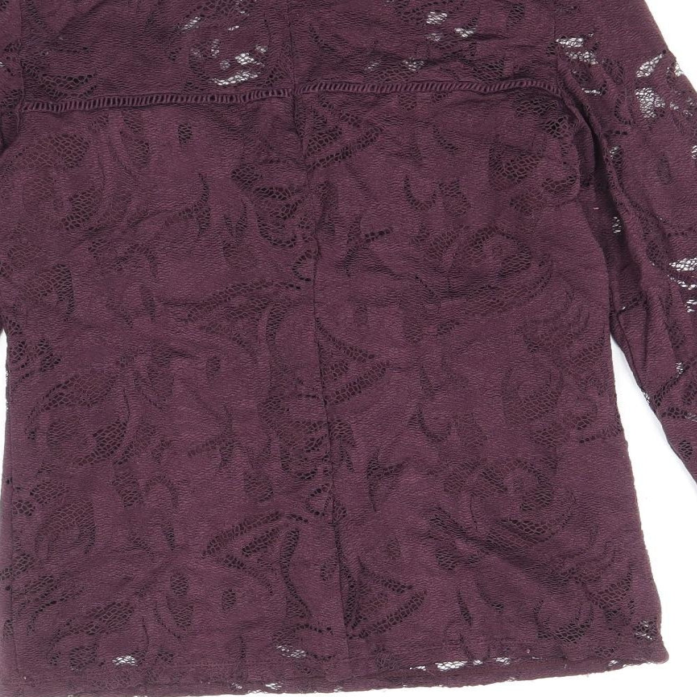 VILA Womens Purple Polyamide Basic Blouse Size XS Round Neck