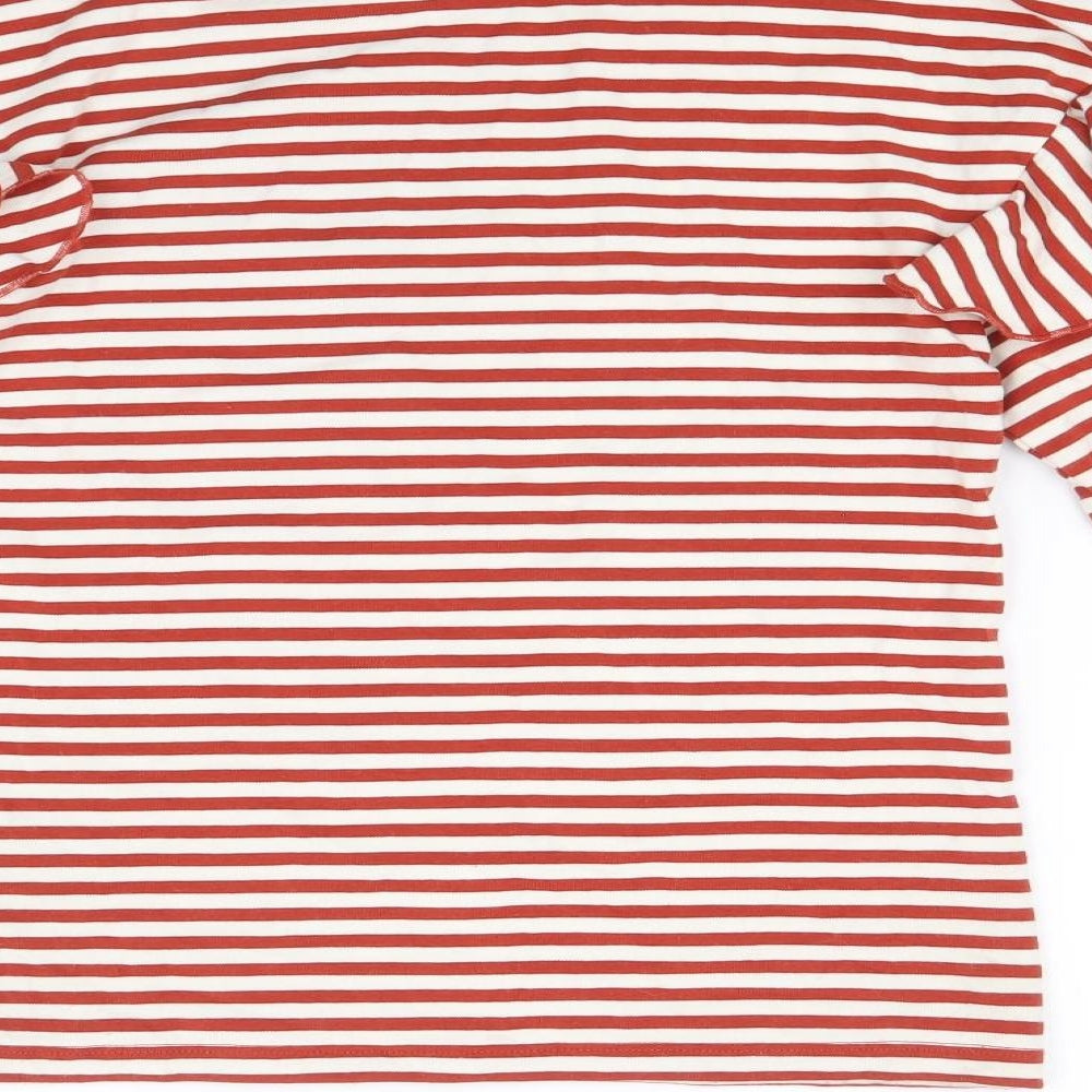 H&M Womens Red Striped Viscose Basic T-Shirt Size XS Round Neck