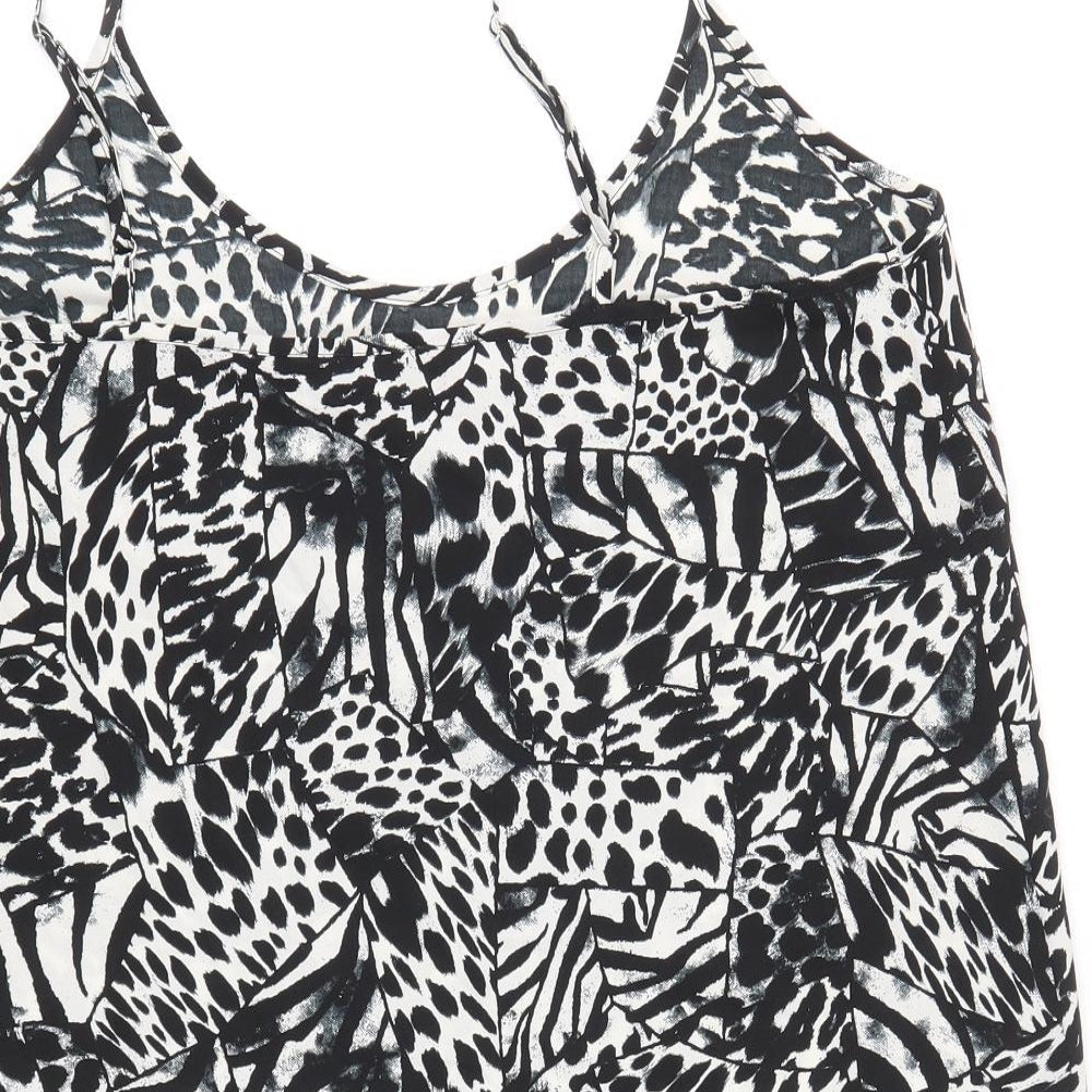 Topshop Womens Black Animal Print Polyester Camisole Tank Size 10 Scoop Neck - Leopard Print